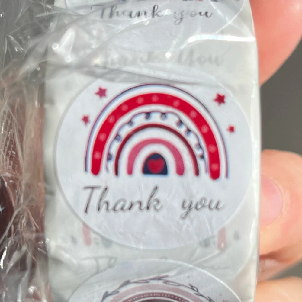 Rainbow Thank You Stickers - Roll of 500 NEW